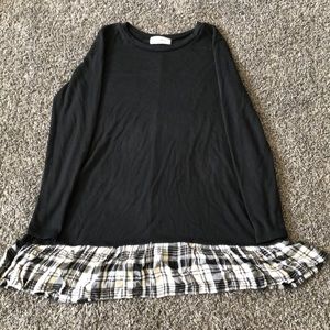 Black & Plaid Long Sleeve Dress